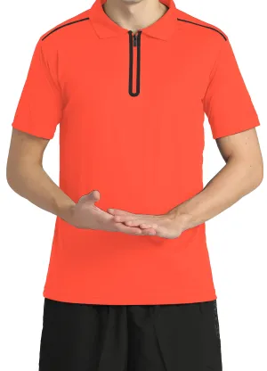 4POSE Men's Orange Moisture Wicking Quick Dry Golf Workout Polo Shirt (Clearance)