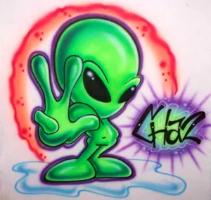 Airbrushed Cool Alien Shirt Personalized with Any Name