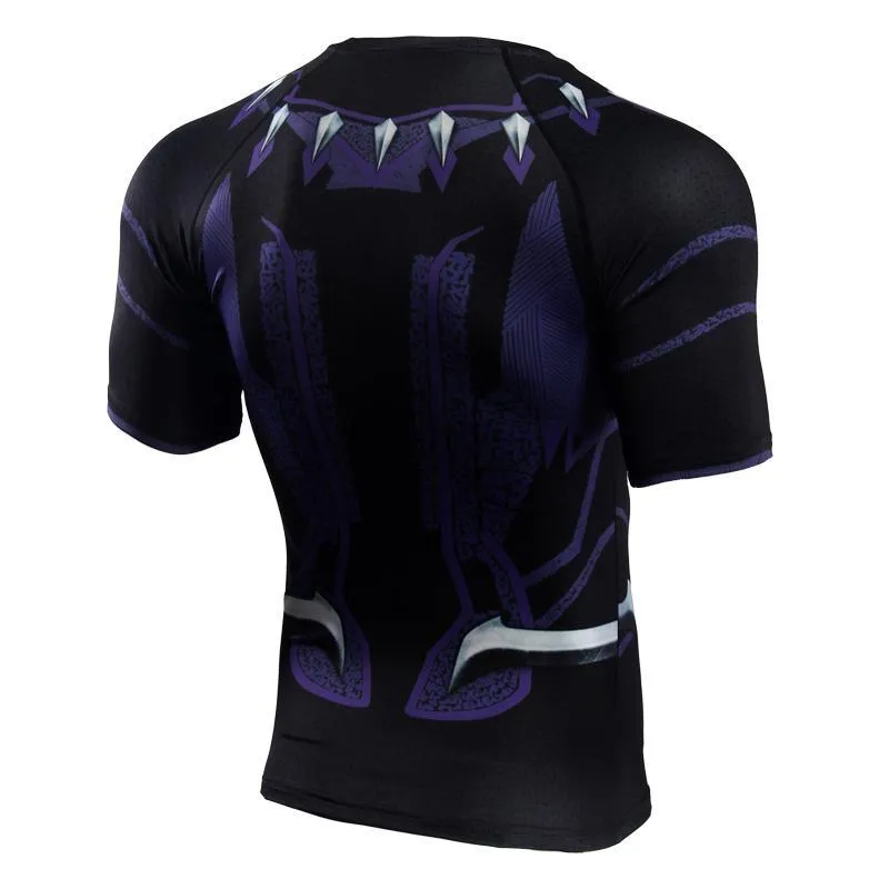 Avengers 3 BLACK PANTHER Short Sleeve Compression Shirt for Men