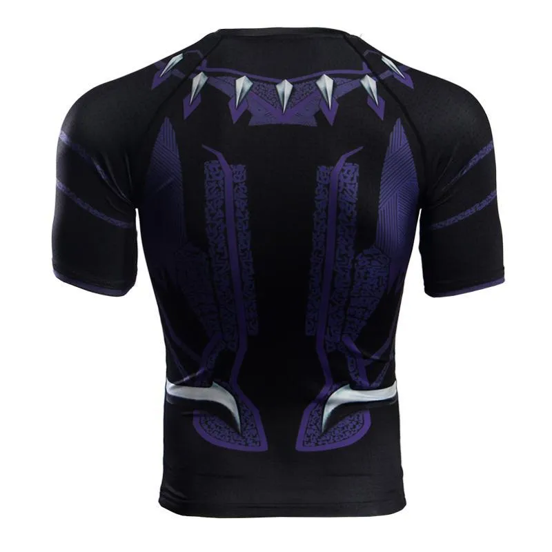 Avengers 3 BLACK PANTHER Short Sleeve Compression Shirt for Men