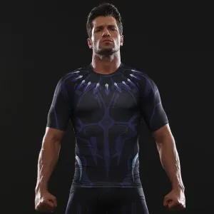 Avengers 3 BLACK PANTHER Short Sleeve Compression Shirt for Men