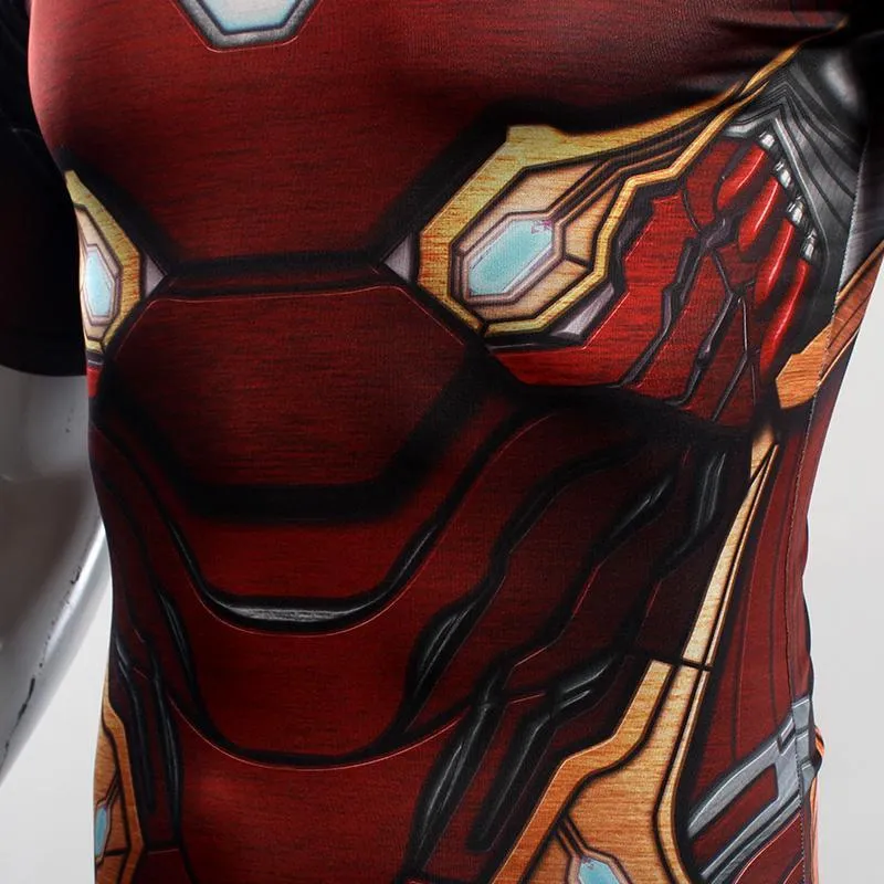 Avengers 3 IRON MAN Short Sleeve Compression Shirt for Men