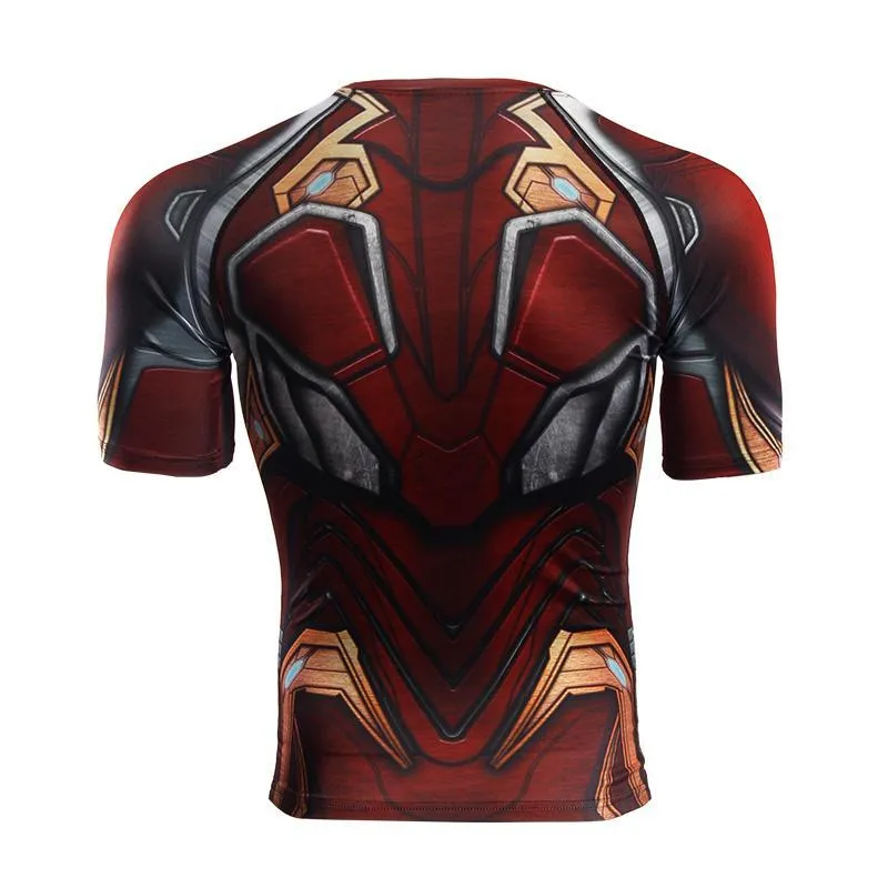 Avengers 3 IRON MAN Short Sleeve Compression Shirt for Men