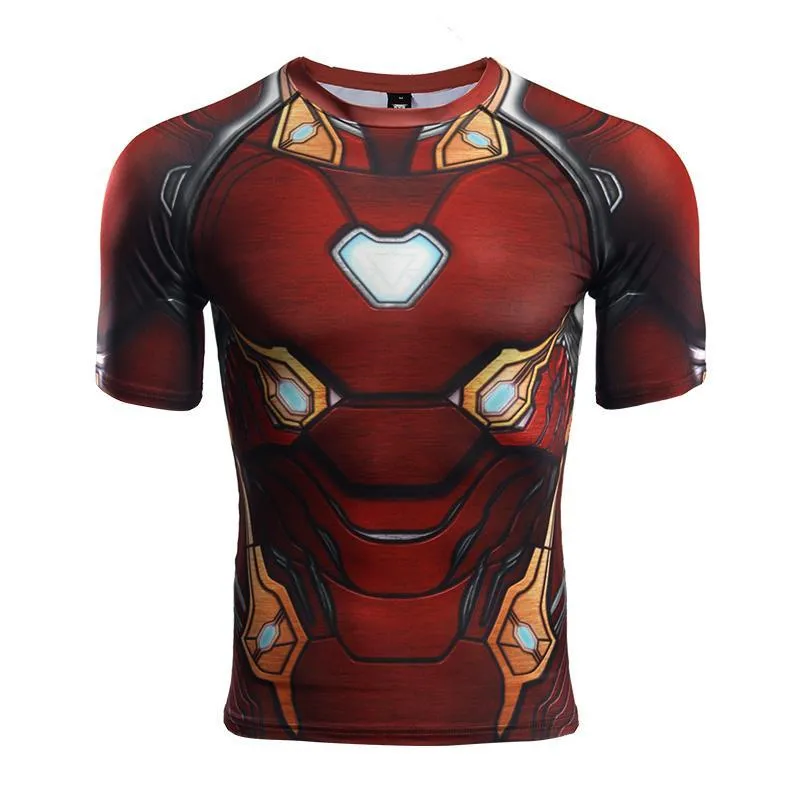 Avengers 3 IRON MAN Short Sleeve Compression Shirt for Men