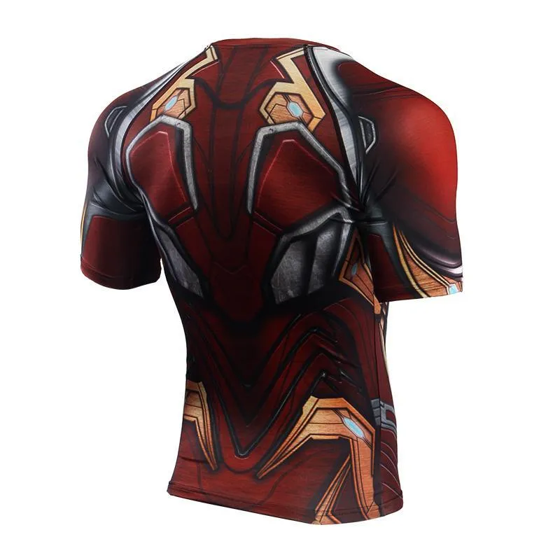 Avengers 3 IRON MAN Short Sleeve Compression Shirt for Men