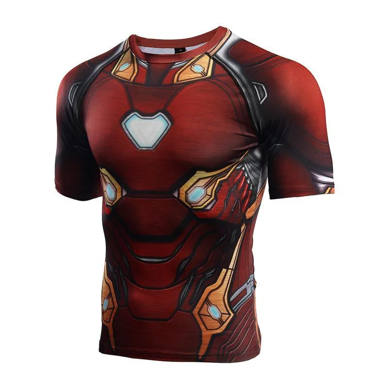 Avengers 3 IRON MAN Short Sleeve Compression Shirt for Men