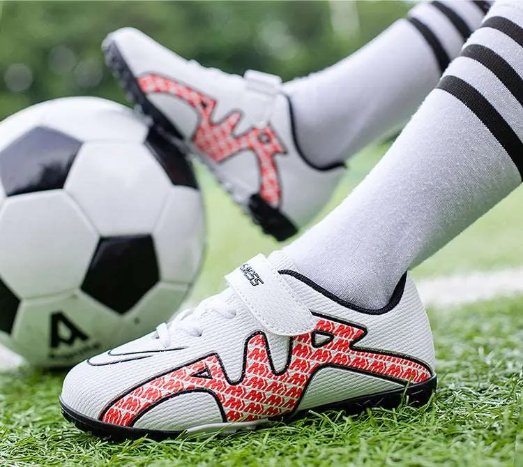 Boys' Soccer Shoes, TF Studs, Magic Tape, Non-slip Training