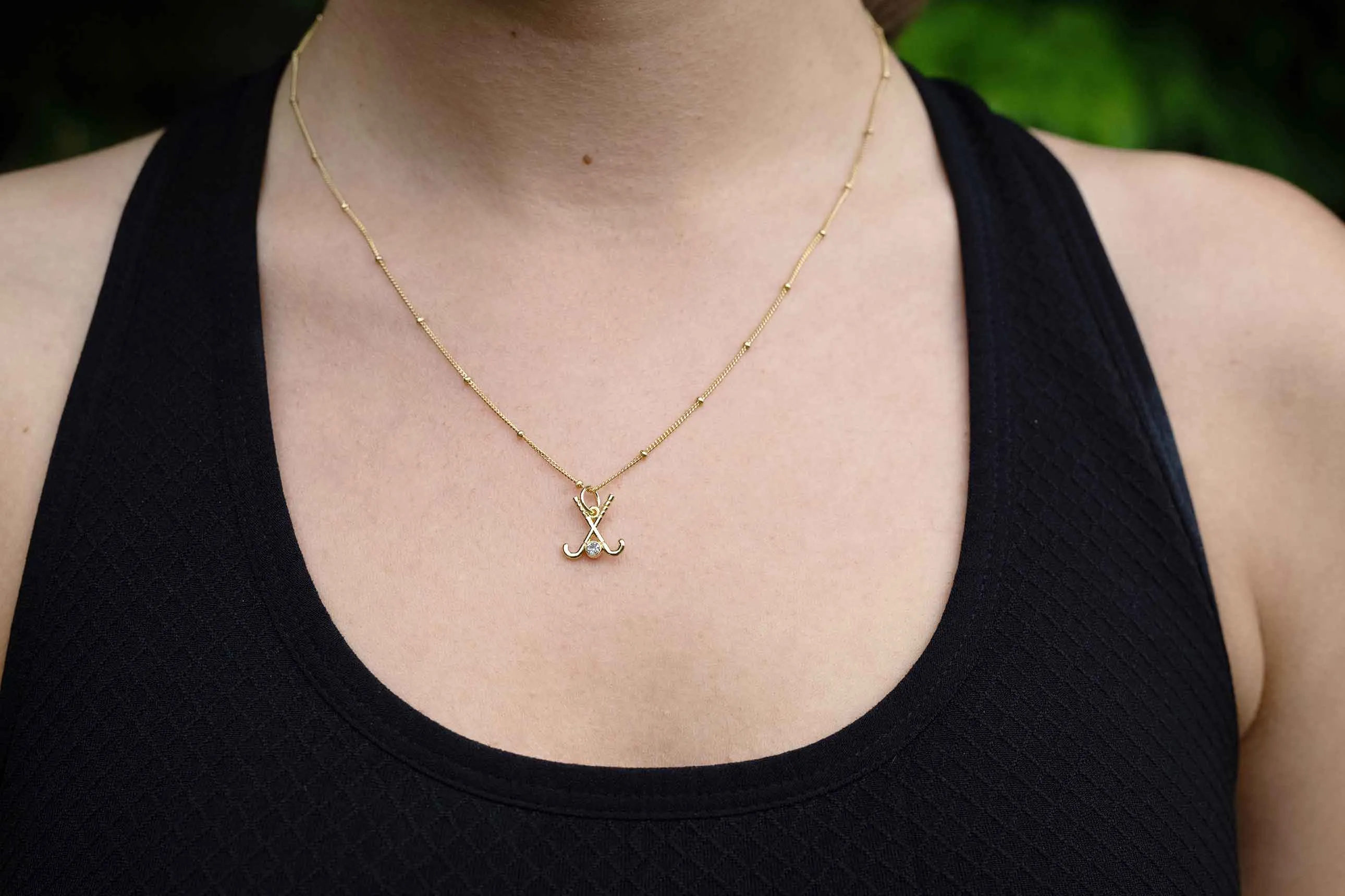 CC Sport Gold Field Hockey Necklace and Earrings Gift Set