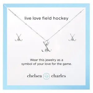 CC Sport Silver Field Hockey Necklace and Earrings Gift Set