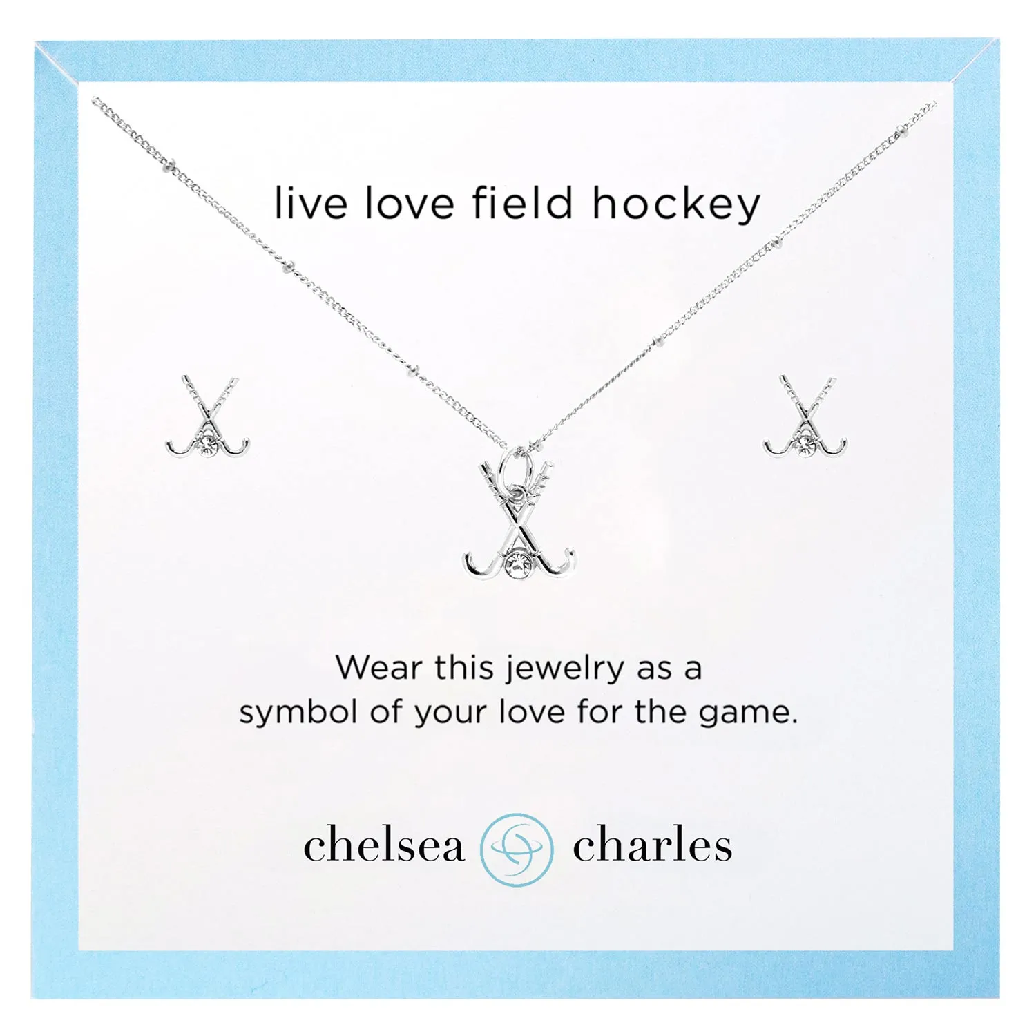 CC Sport Silver Field Hockey Necklace and Earrings Gift Set