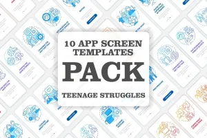 Challenges of teenager mobile app screen set