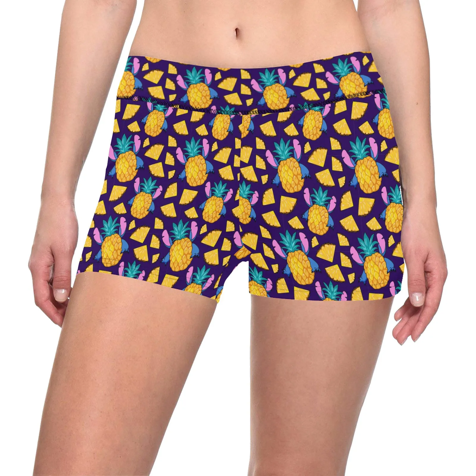 Disney Lilo And Stich Pineapple 626 Women's Short Leggings