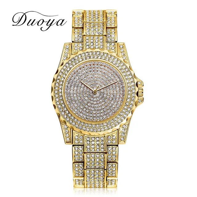 Duoya Luxury Brand Women Bracelet Steel Watch Women Fashion Wristwatch Gold Classic Business Quartz Watch Electronic Wrist Watch