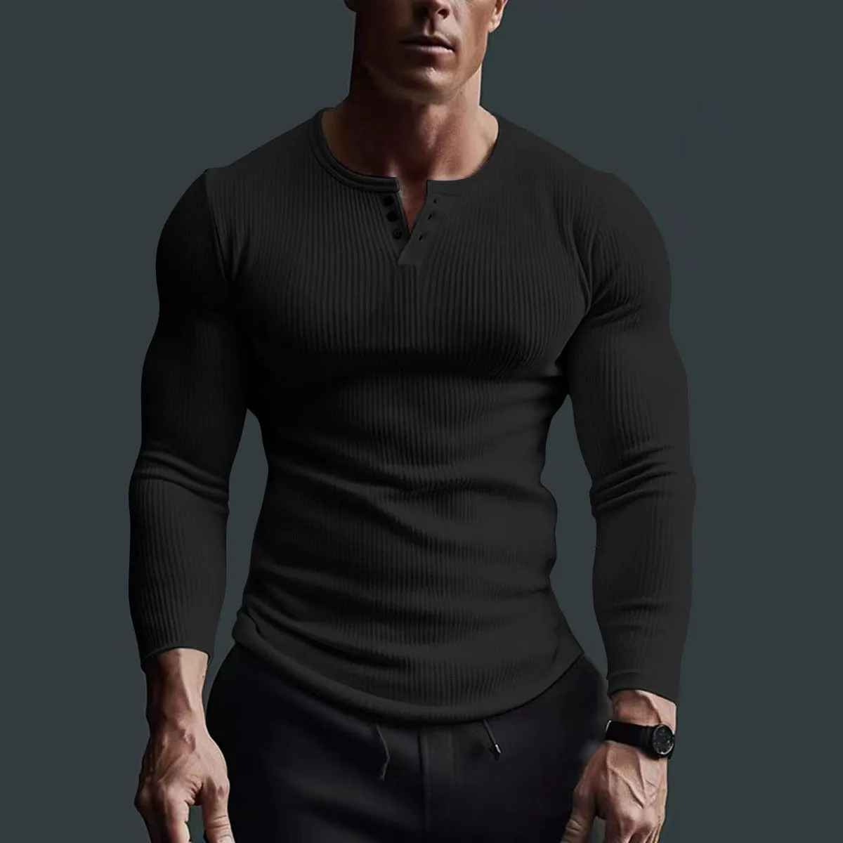 FITNESS HIGH ELASTIC STAPLED V-NECK SOLID LARGE CASUAL T-SHIRT