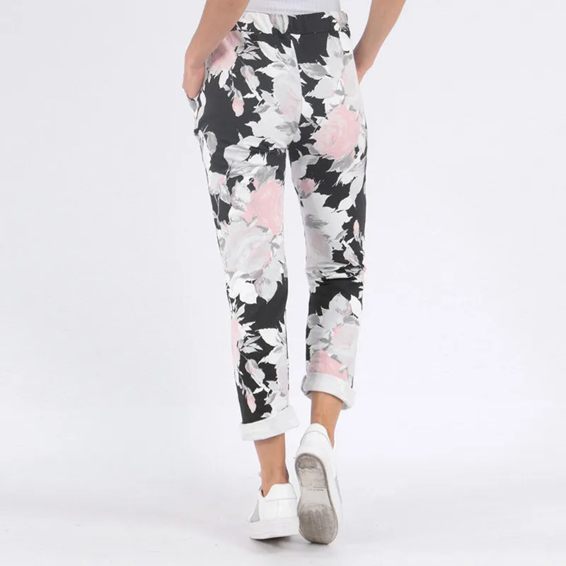 Floral Jogger Black