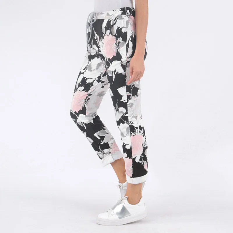 Floral Jogger Black