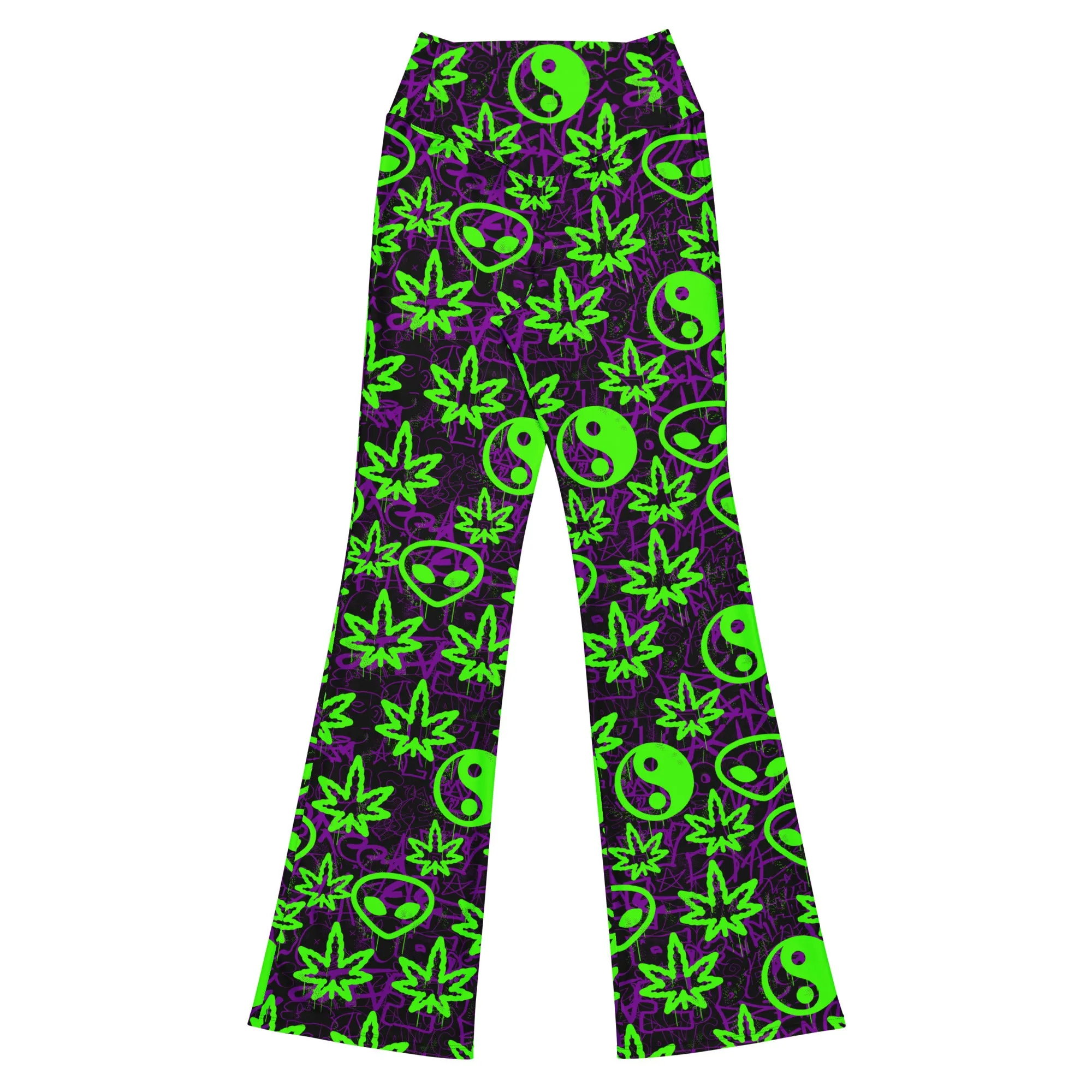 Ganja Graffiti Flare Leggings