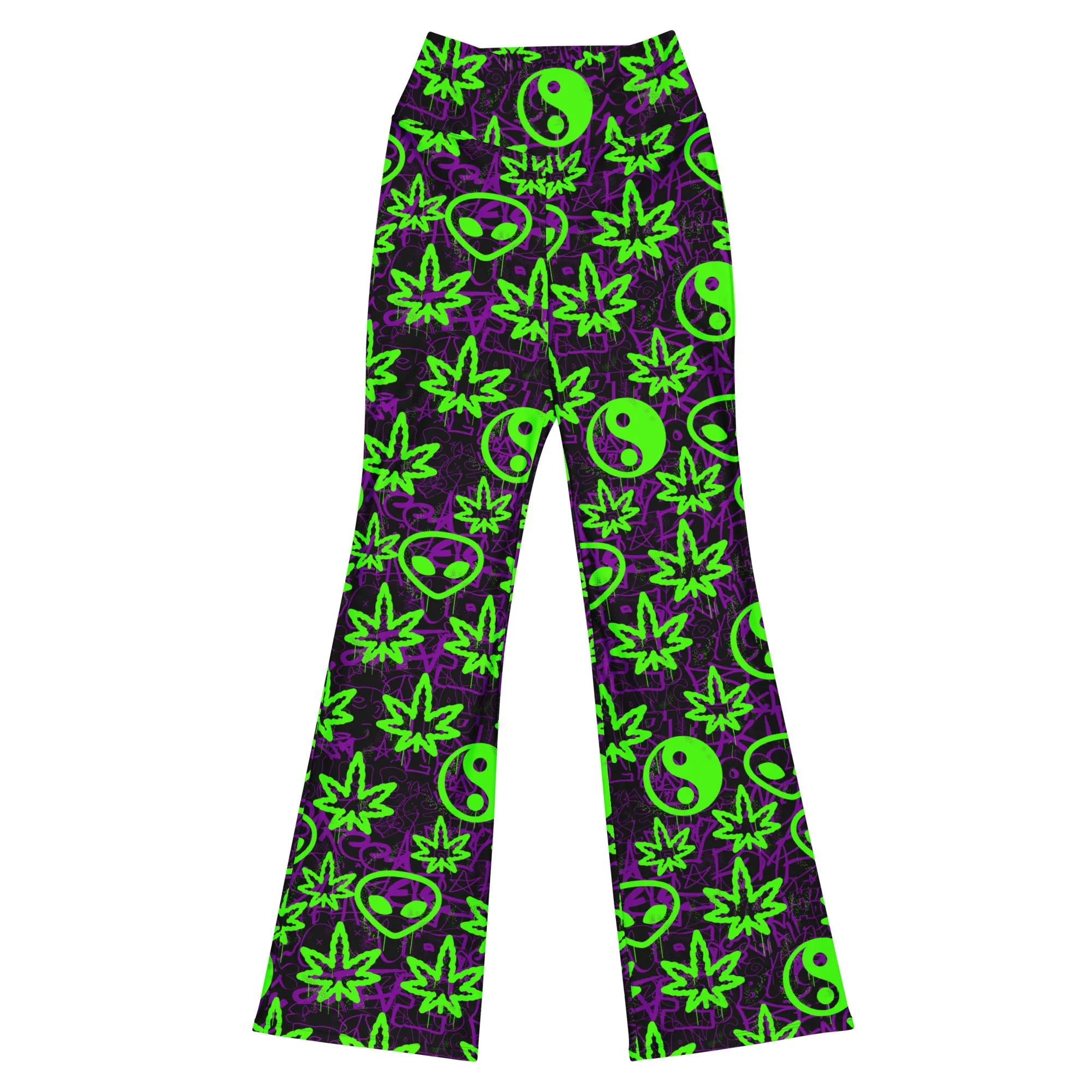 Ganja Graffiti Flare Leggings