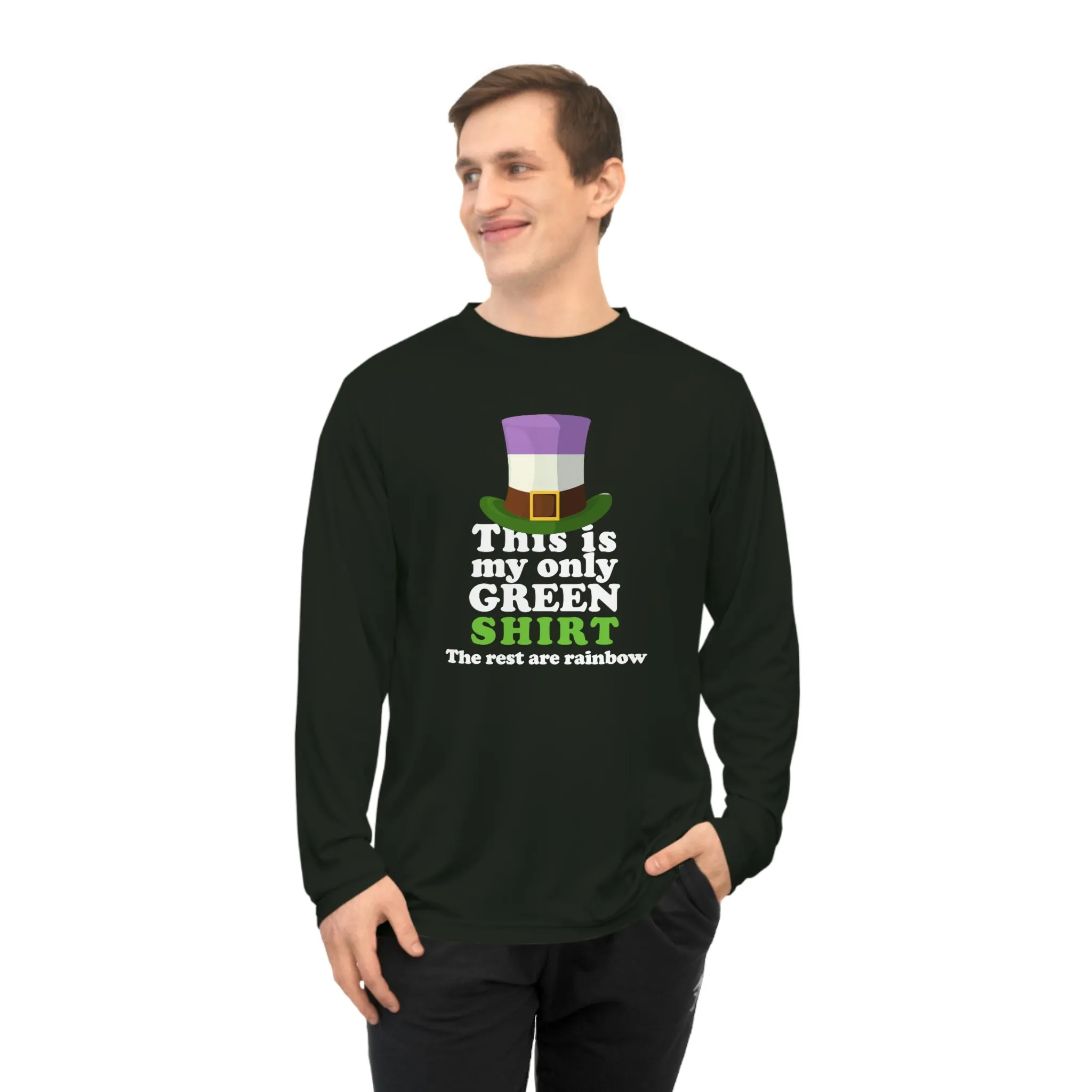 Genderqueer Flag Unisex Performance Long Sleeve Shirt - My Only Green Shirt