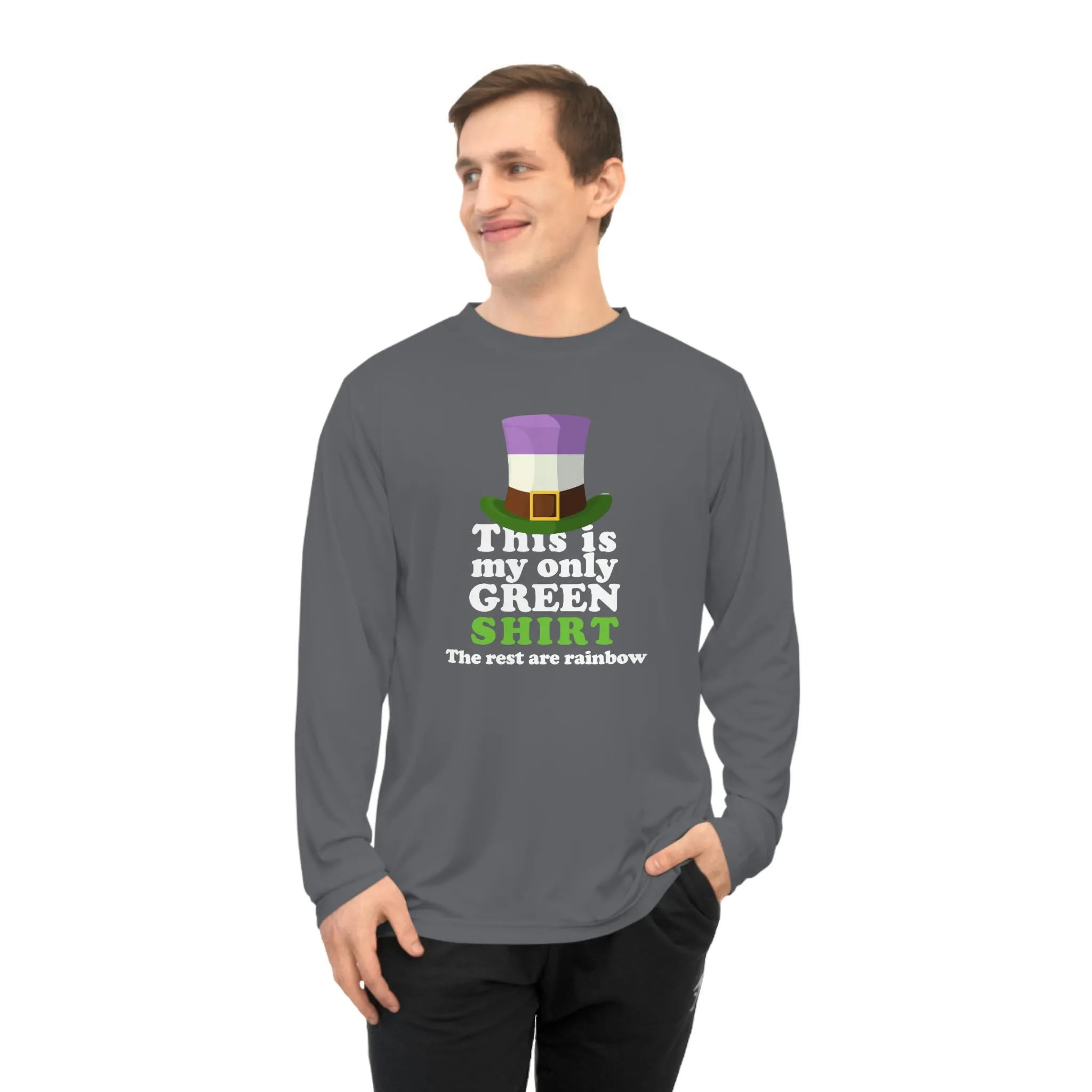 Genderqueer Flag Unisex Performance Long Sleeve Shirt - My Only Green Shirt