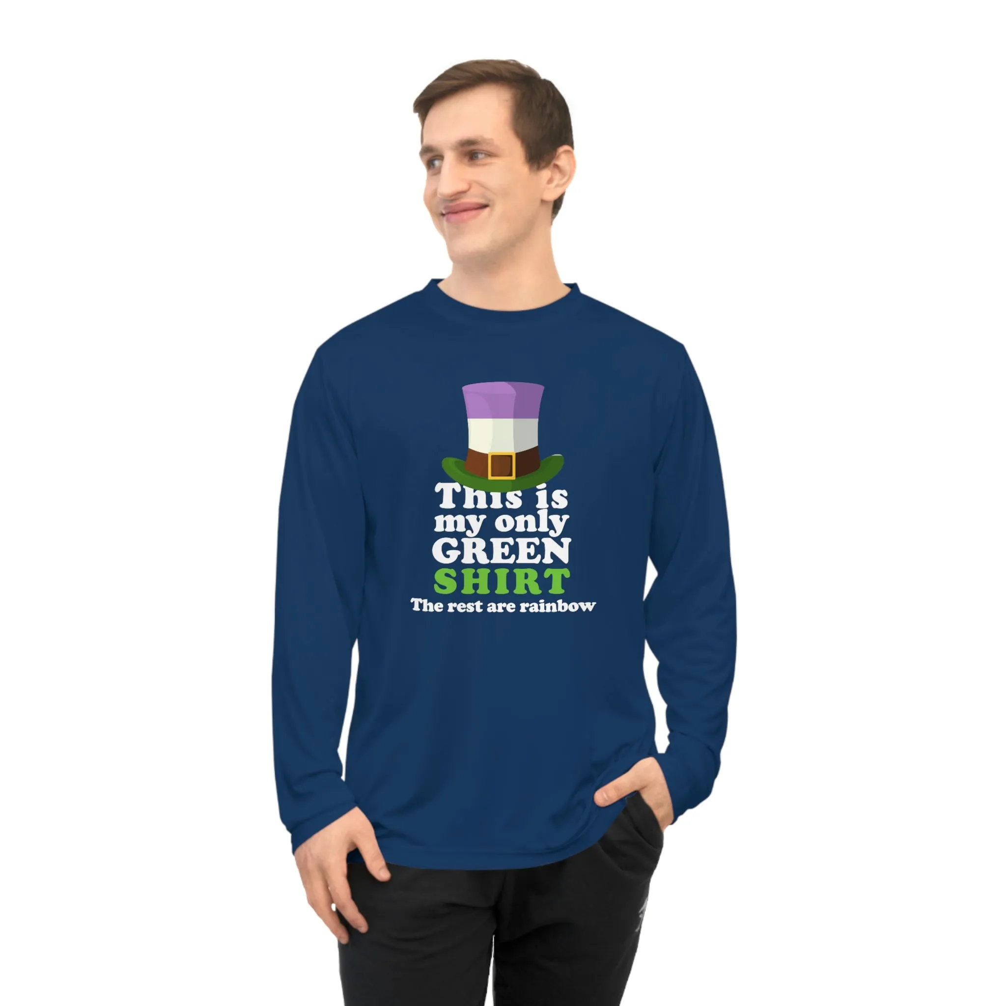 Genderqueer Flag Unisex Performance Long Sleeve Shirt - My Only Green Shirt