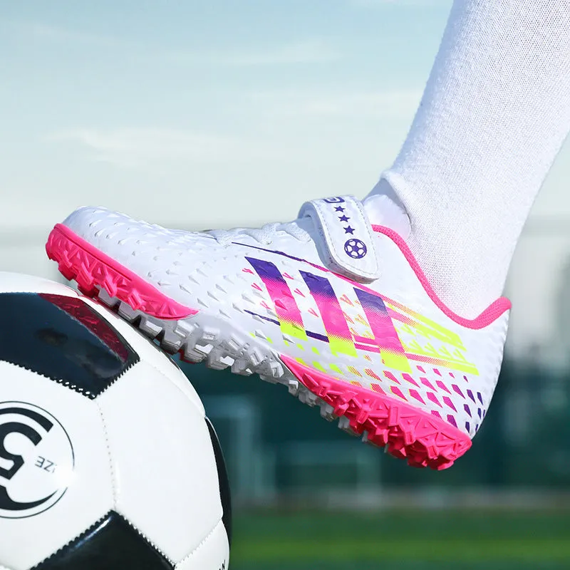 Girls' Soccer Shoes, Magic Tape, TF Studs, Non-slip Training