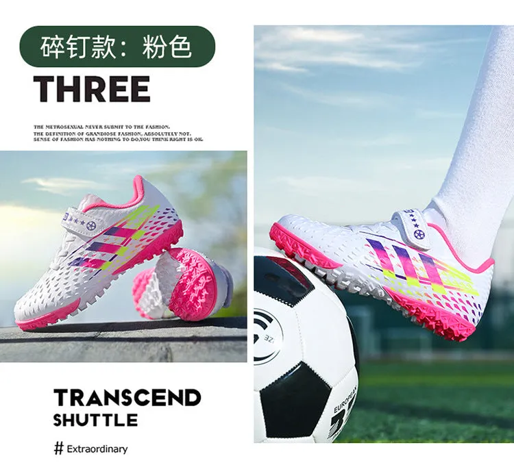 Girls' Soccer Shoes, Magic Tape, TF Studs, Non-slip Training