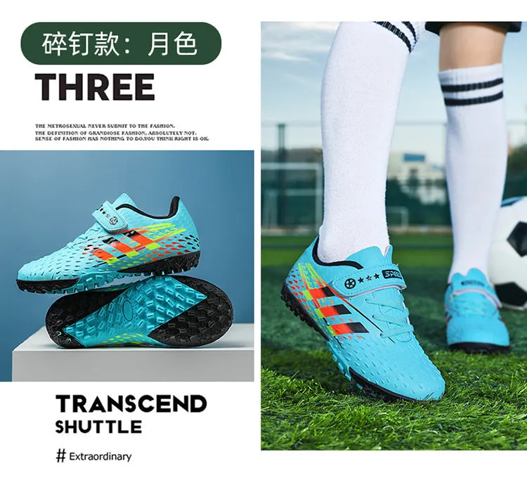 Girls' Soccer Shoes, Magic Tape, TF Studs, Non-slip Training