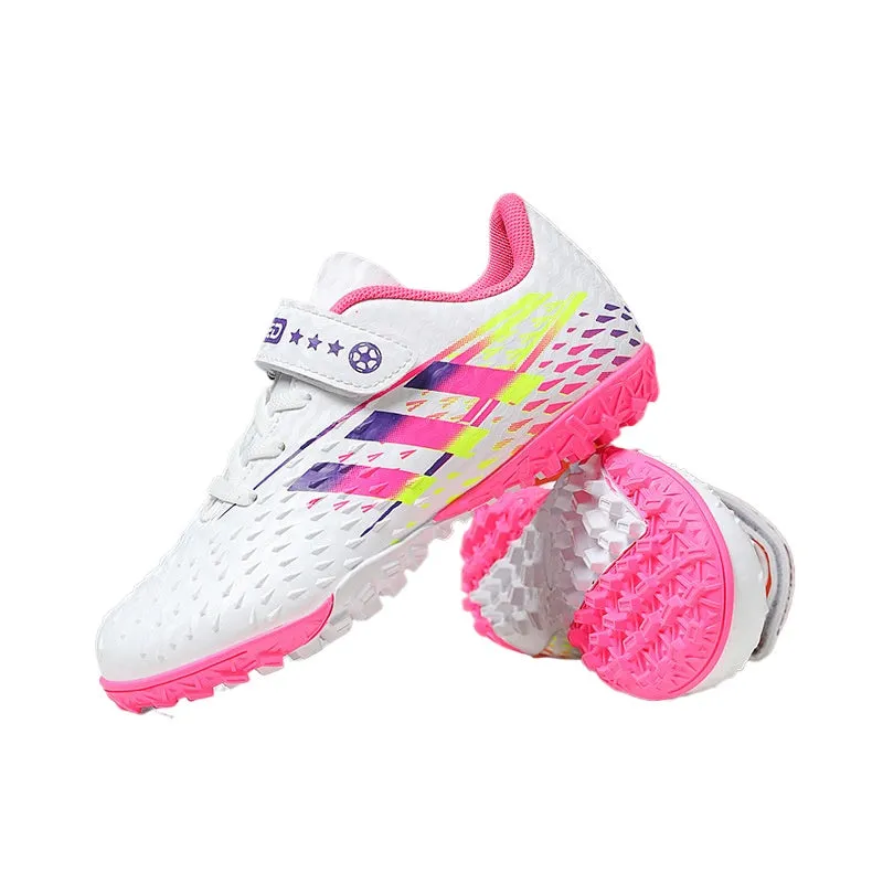 Girls' Soccer Shoes, Magic Tape, TF Studs, Non-slip Training