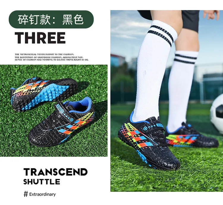 Girls' Soccer Shoes, Magic Tape, TF Studs, Non-slip Training