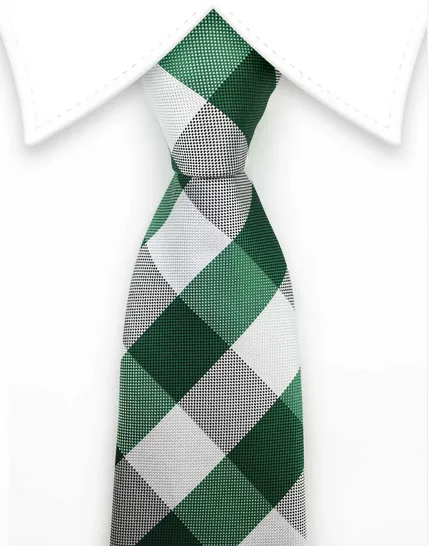 Green and White Teenager Tie