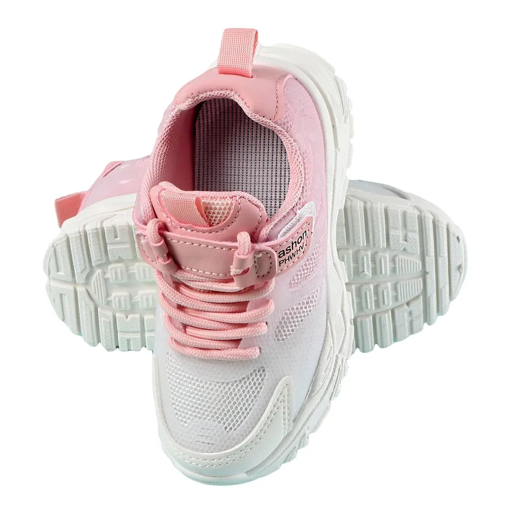 Hopscotch Girls Mesh, EVA Text Print Athletic Shoes in Pink Color, UK:8.5 (KSS-4539355)