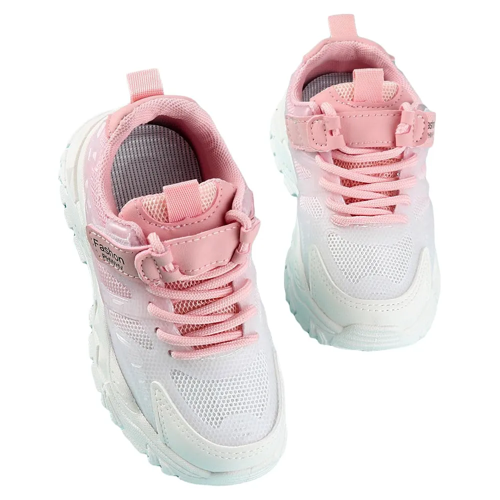 Hopscotch Girls Mesh, EVA Text Print Athletic Shoes in Pink Color, UK:8.5 (KSS-4539355)