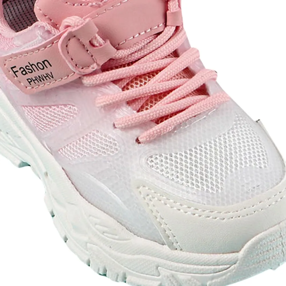 Hopscotch Girls Mesh, EVA Text Print Athletic Shoes in Pink Color, UK:8.5 (KSS-4539355)