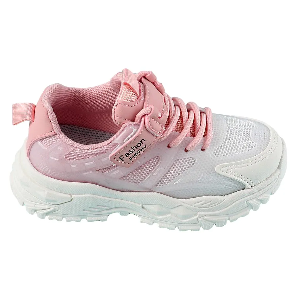 Hopscotch Girls Mesh, EVA Text Print Athletic Shoes in Pink Color, UK:8.5 (KSS-4539355)