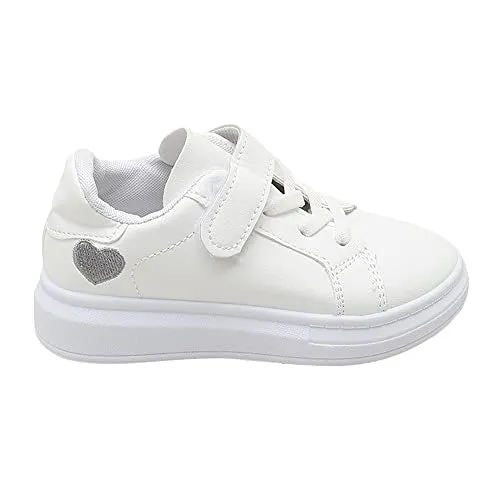 Hopscotch Girls TPR and Rubber Heart Print Athletic Shoes in Silver Color,UK:1.5 (XZY-4345299)