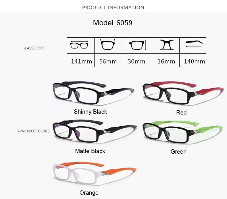 Hotochki Unisex Full Rim TR-90 Resin Frame Sport Eyeglasses 6059