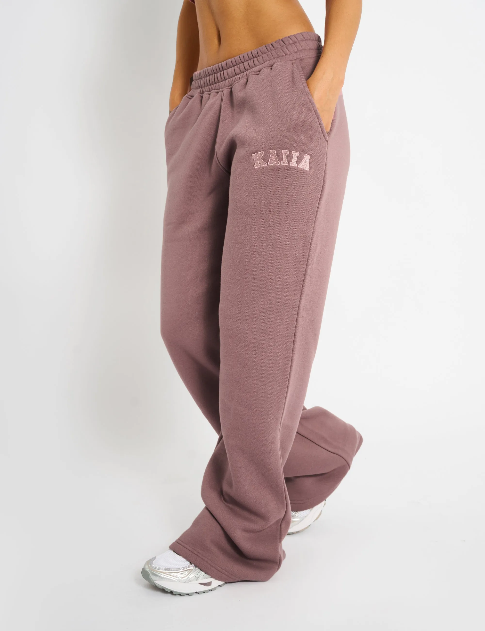 Kaiia Logo Wide Leg Joggers Rose