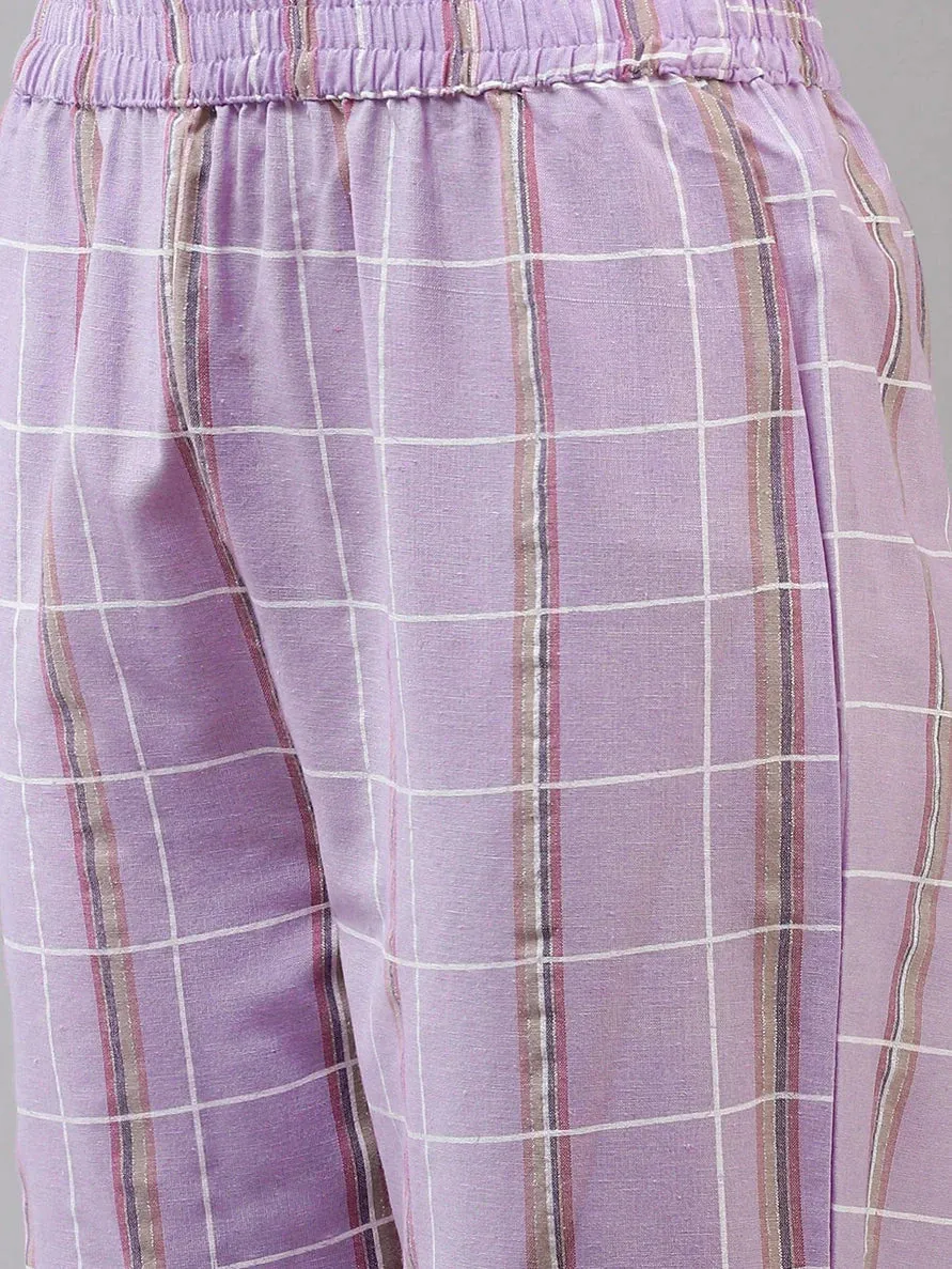 Lavender Printed Kurta With Trousers