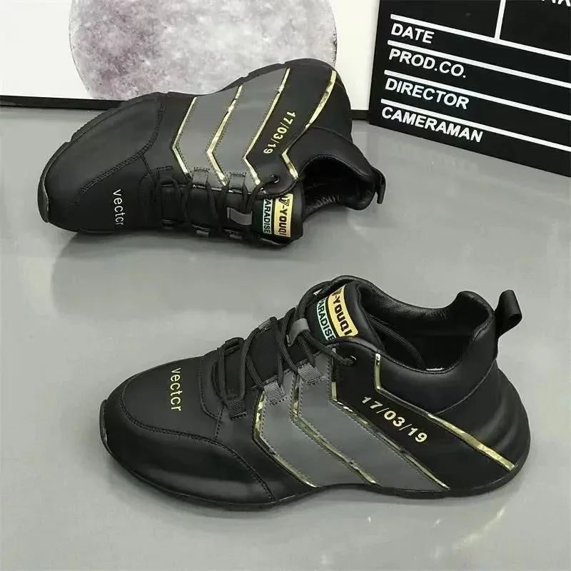 Men's Height Increasing Casual Sneakers, Lace-Up Platform Running Shoes