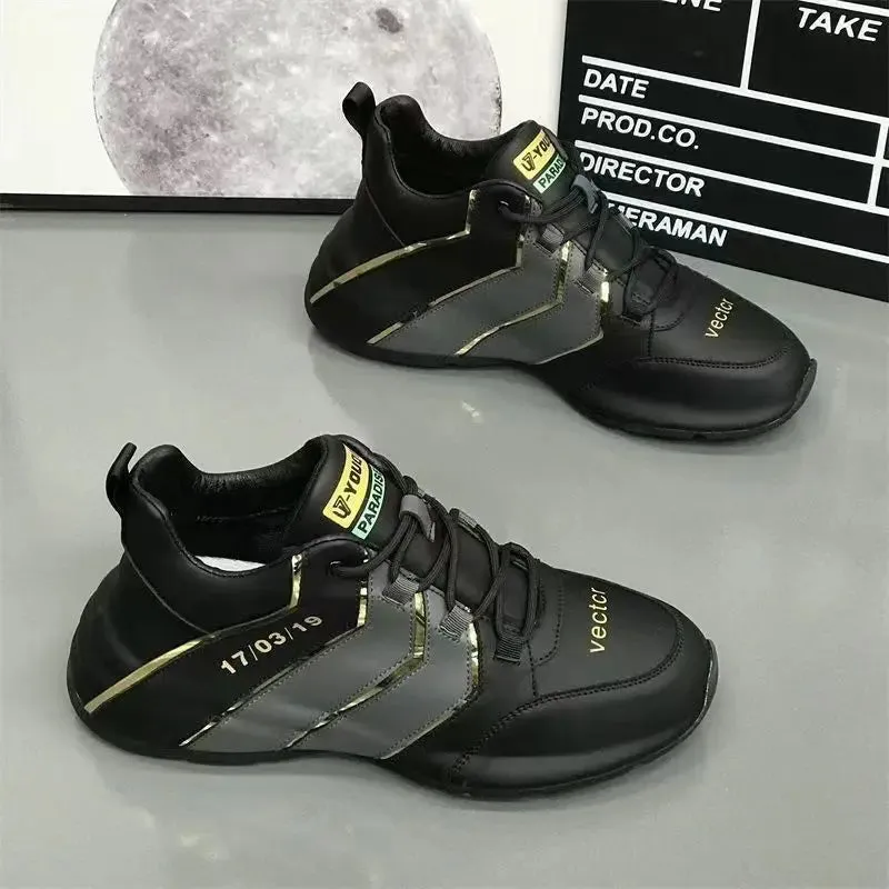 Men's Height Increasing Casual Sneakers, Lace-Up Platform Running Shoes