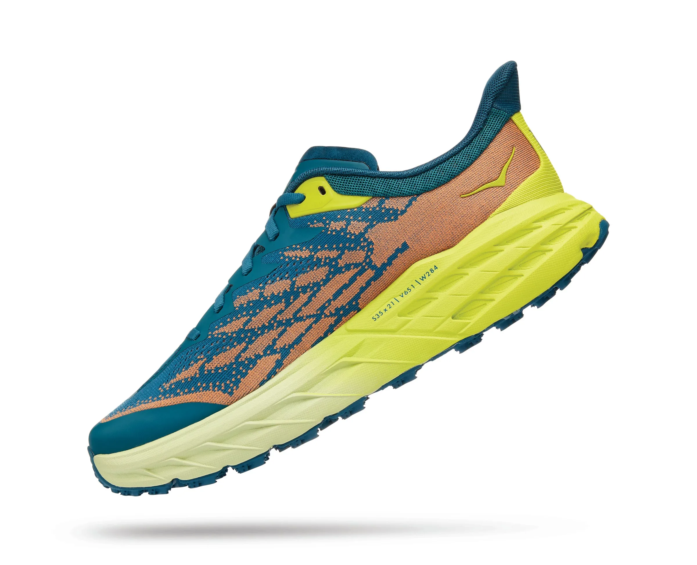 Men's Hoka Speedgoat 5 Color: Blue Coral/Primrose (WIDE WIDTH)