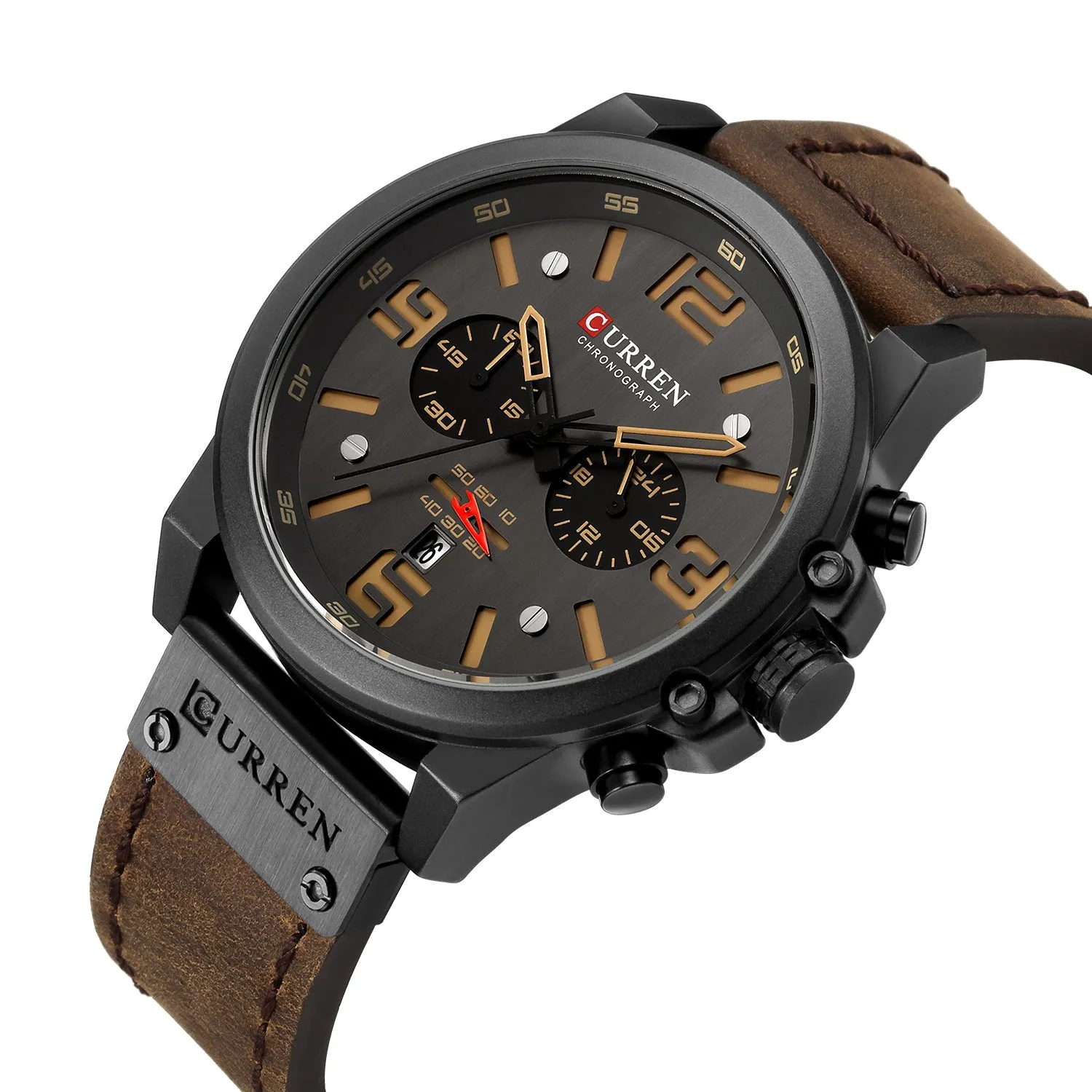 Men's Watch Sports Six-Pin Quartz Watch Calendar Men's Watch Waterproof Leather-Belt Watch