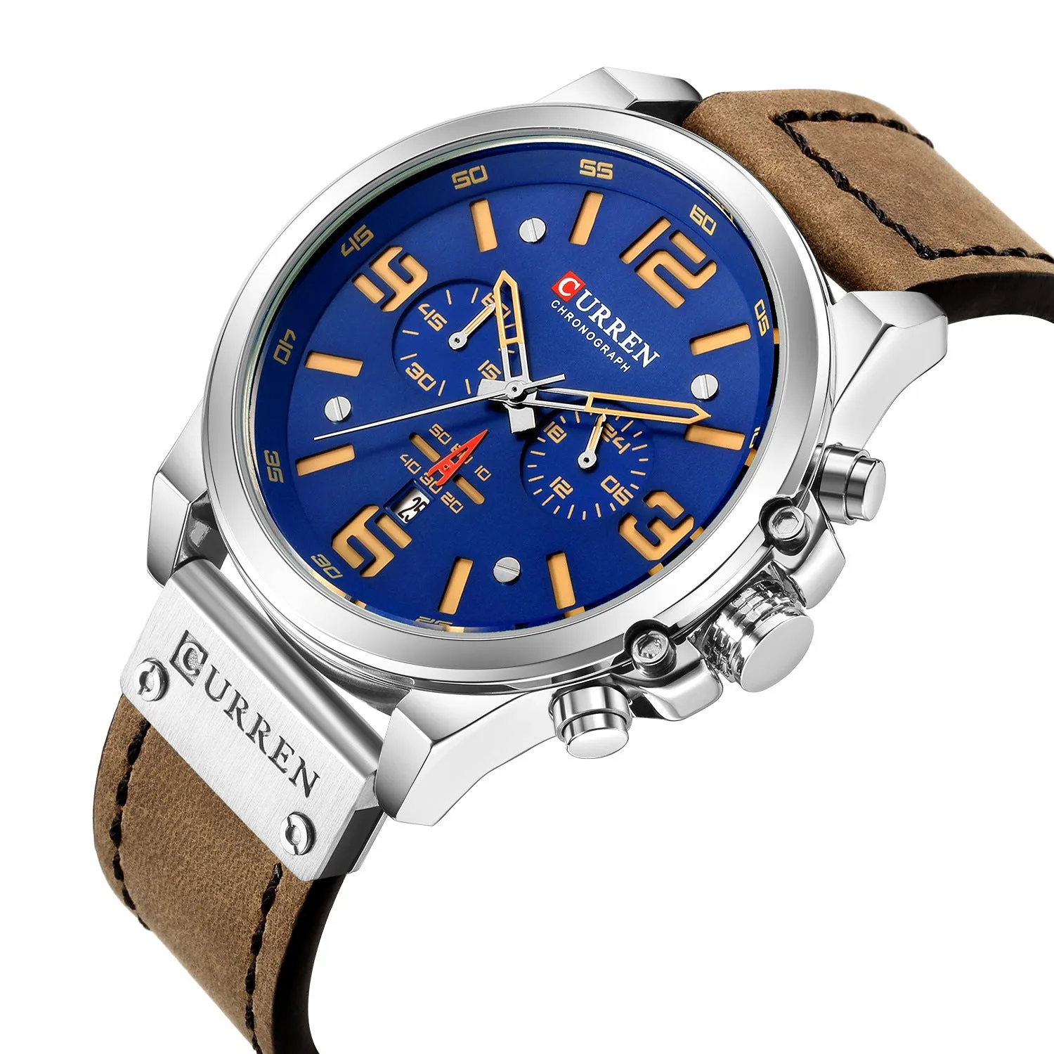 Men's Watch Sports Six-Pin Quartz Watch Calendar Men's Watch Waterproof Leather-Belt Watch