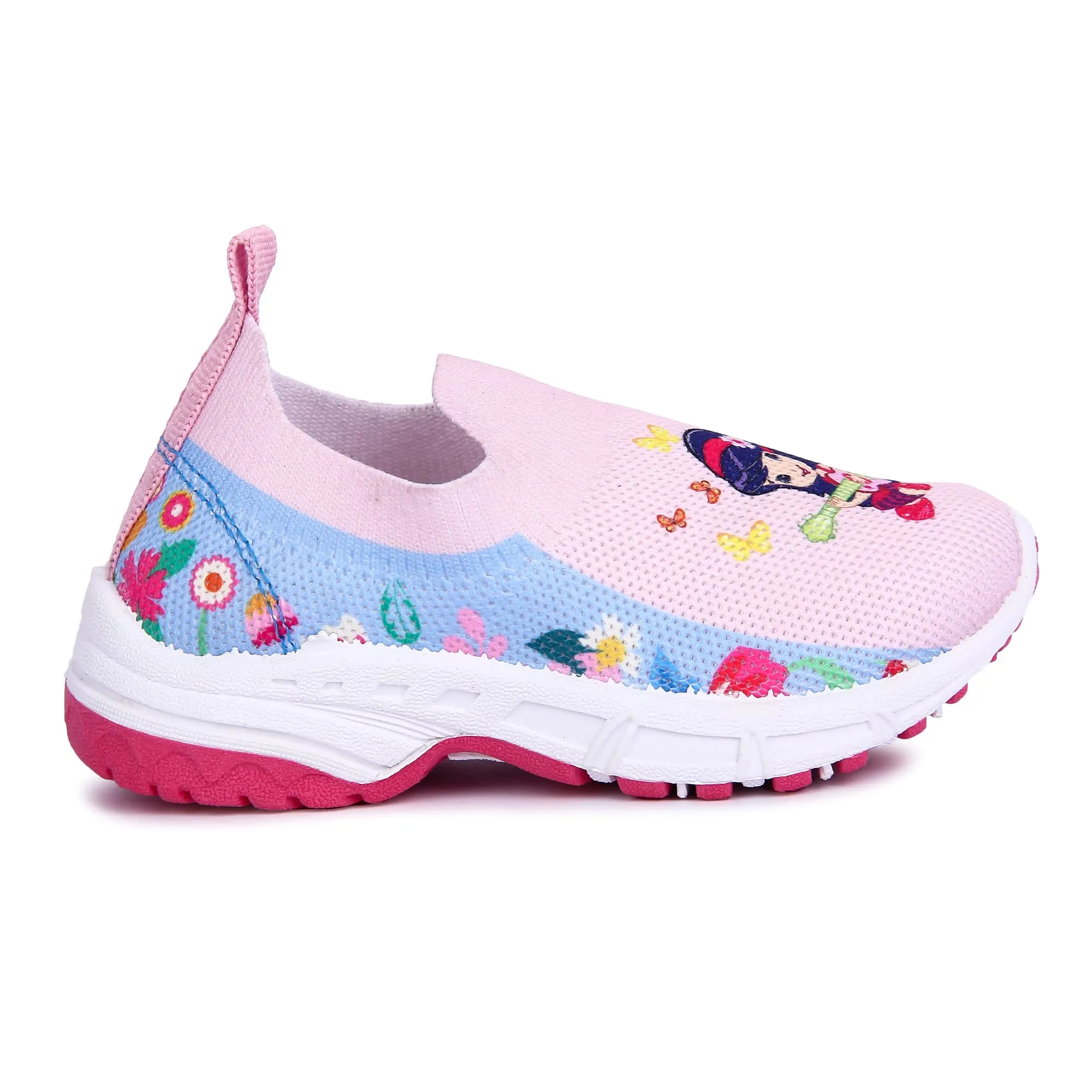 Myau Stretchable Knitted Upper Digital Printed Breathable Sweat Absorbent Fabric Shoes, Perfect for Summer (Sky/Pink, Numeric_10)