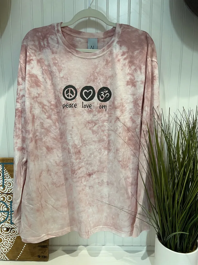 Peace Love Om Tie Dye Long Sleeve Unisex Tee