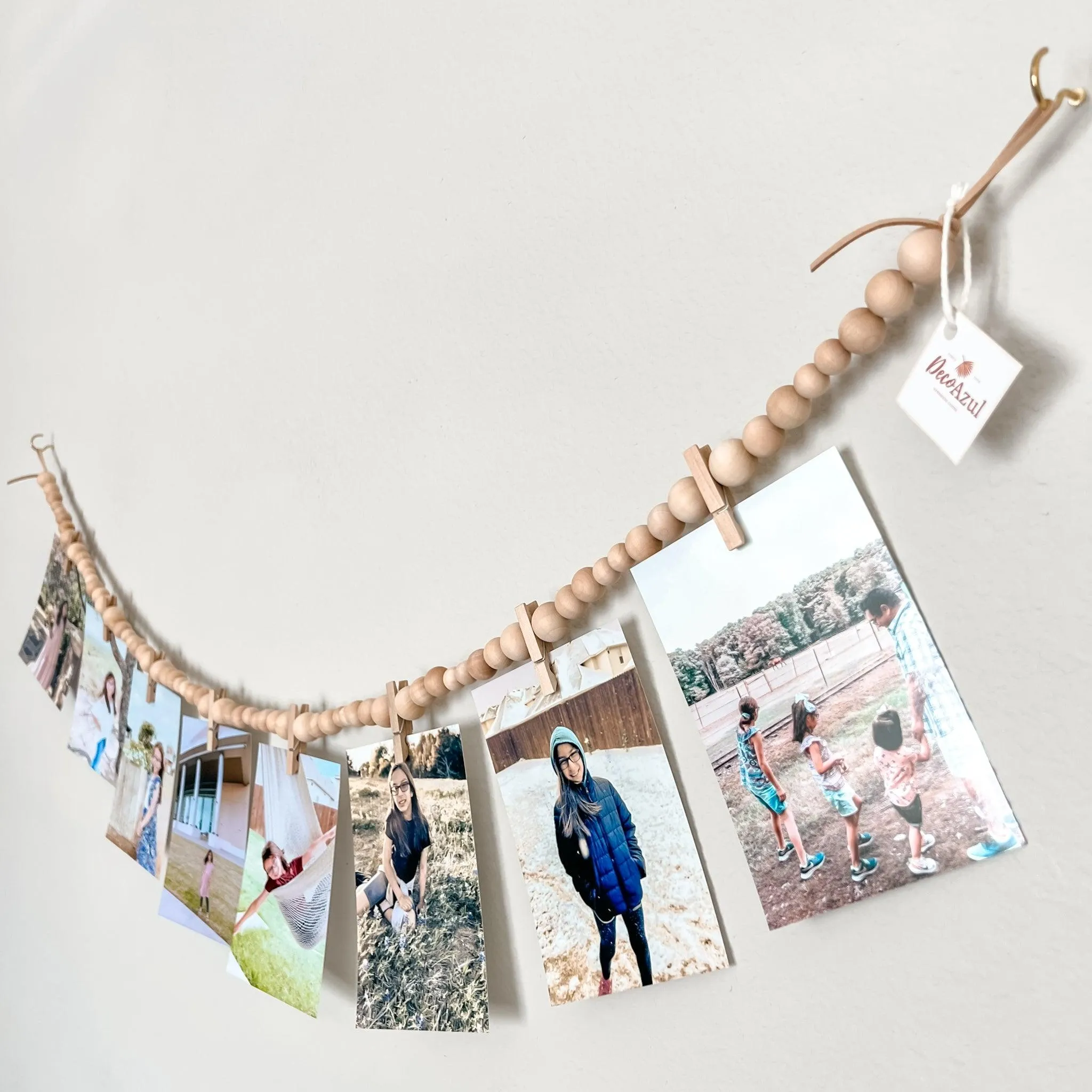 Photo display with 8 clothespins