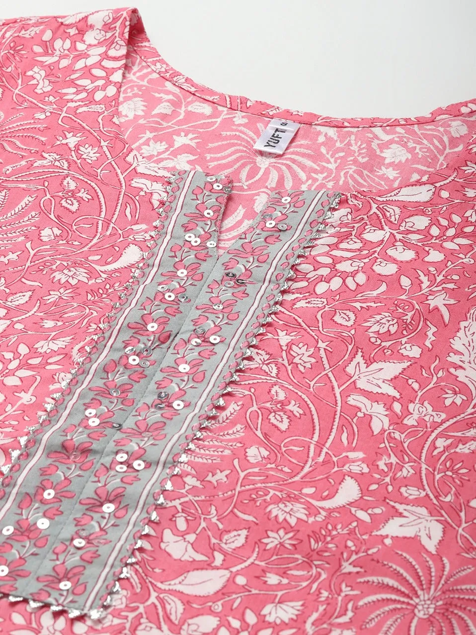 Pink Printed Cotton Dupatta Set