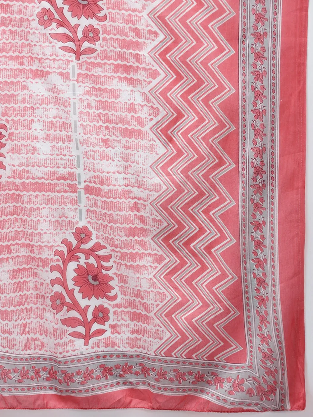 Pink Printed Cotton Dupatta Set