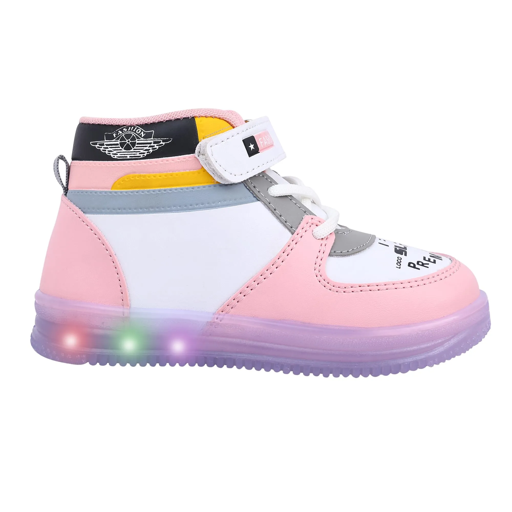 Prattle Foot Kids LED Light Up Shoes, Unisex Fashionable LED Sneakers, Shoes for Boys Girls, Casual Shoes for Kids, Outdoor/Sports/Running Shoes(GLOW2 T101-PINK-4.5-5 YR)